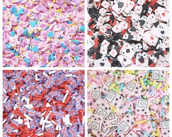 10g/20g Quality Kawaii Pastel Gamer Unicorn Ace Cards Union Jack Fimo Clay Slices Sprinkles Decoden Slime Nail Art CRAFT UK *NOT Edible*