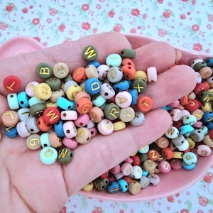 7mm Assorted Acrylic Alphabet Mix Colour Letter Round Beads Charms Craft for Neclaces Bracelet Jewellery Making DIY UK