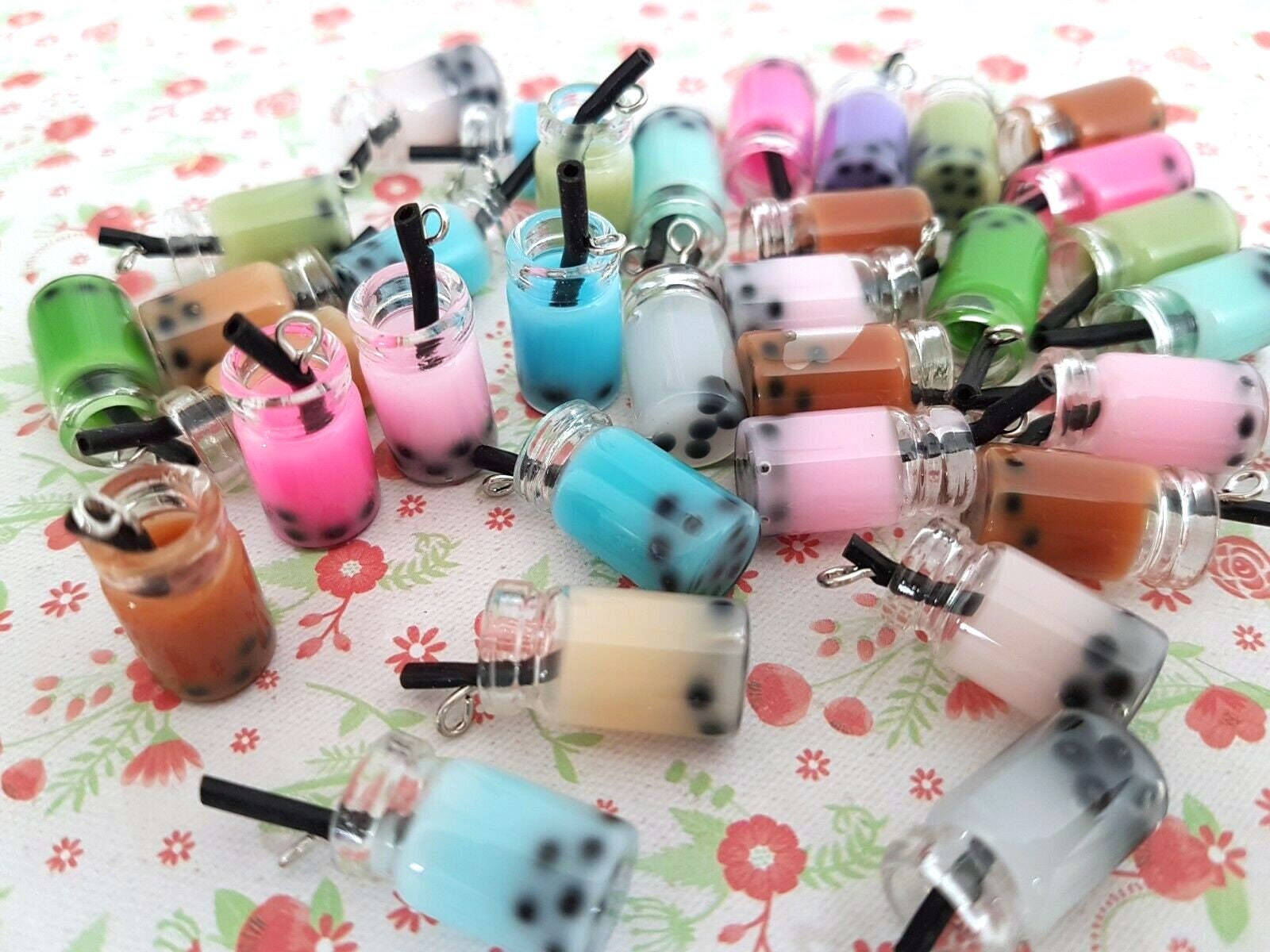 Purple Bubble Tea Necklace & Earring Set: Novelty Boba Jewelry