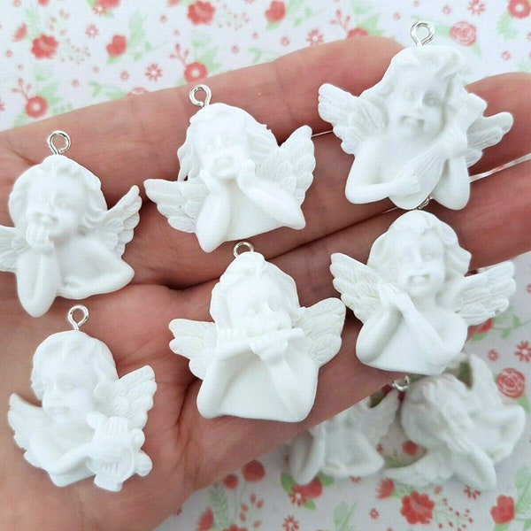 5/10 Assorted Large Cupid Baby Angel Flatback Resin Charms Decoden Craft Pendant Earring Jewellery Making DIY UK (Hook/ NO Hook)