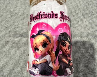Best Friend Libby Glass Cup | Cholita Design, Bamboo Lid - 16oz