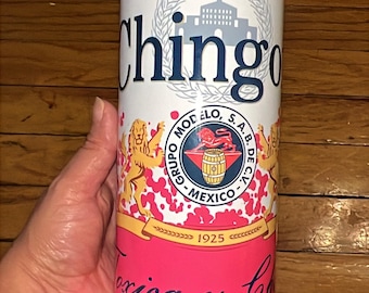 Chingona Toxica y Chula Modelo | 20oz skinny tumbler with lid, Straw and Rubber Bottom