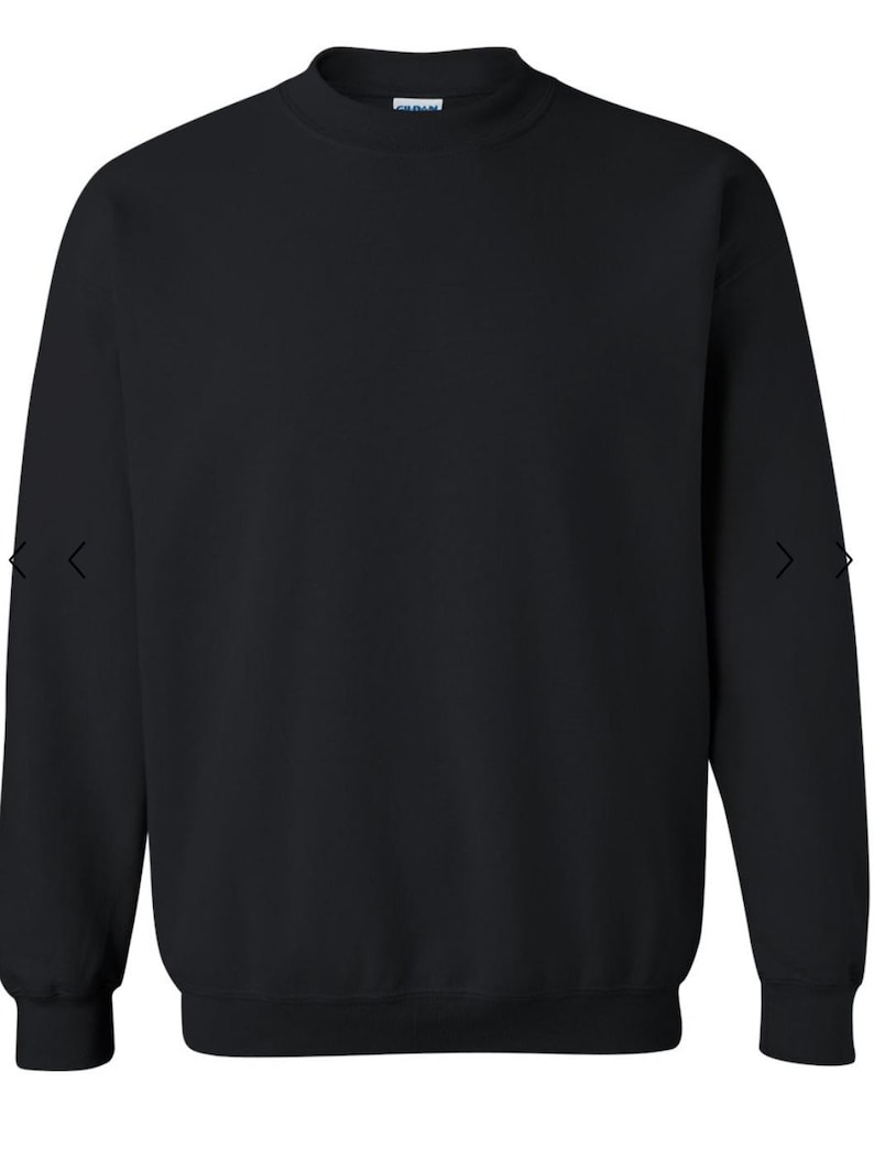 May include: A black long-sleeved sweatshirt with a crew neck.