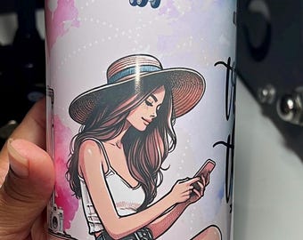Personalized ,Travel is my Therapy: 20oz Skinny Tumbler with Straw and rubber bottom