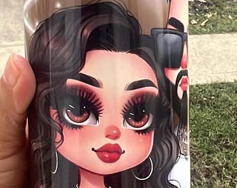 Vaso térmico para parejas; vaso delgado de 590 ml con tapa, pajita y base de goma.