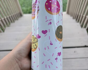 Personalized Donut design; 20oz Coffee Tumbler with Straw and bottom rubber, Lovely Design