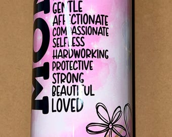 Mom Coffee Tumbler | Stainless Steel, 20oz Skinny Tumbler
