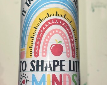 Teacher Skinny Tumbler with lid and plastic straw