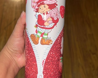 Diseño de tarta de fresa; vaso delgado de 20 oz / acero inoxidable