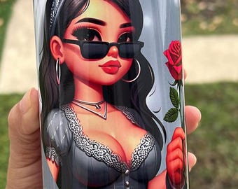 Vaso Couples Love/Vaso delgado de 20 oz con pajita de plástico, tapa y fondo de goma