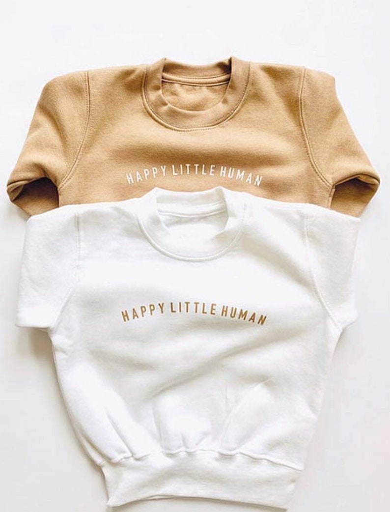 Unique Unisex Baby Jumper // Happy Little Human Jumper // Matching jumpers for twins, Slogan jumper for babies 