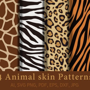 Animal skin Patterns SVG Bundle, digital download, Background Pattern SVG Cut Files for Cricut, tiger, leopard, zebra, giraffe skin pattern