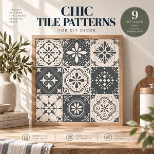 Paquete de patrones de azulejos vintage / Decoración del hogar DIY (svg, png, eps, dxf, pdf)