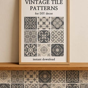 Tile Pattern SVG Bundle | Floor Stencil Printable, Moroccan Vintage Tile Design for Cricut & Silhouette, DIY Decor Clipart