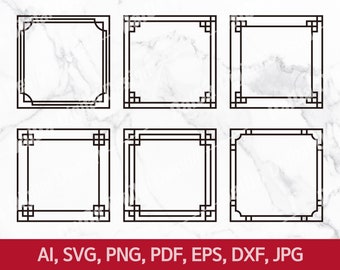 Korean Traditional Square Frame SVG, Cricut Cut File (Digital Download)