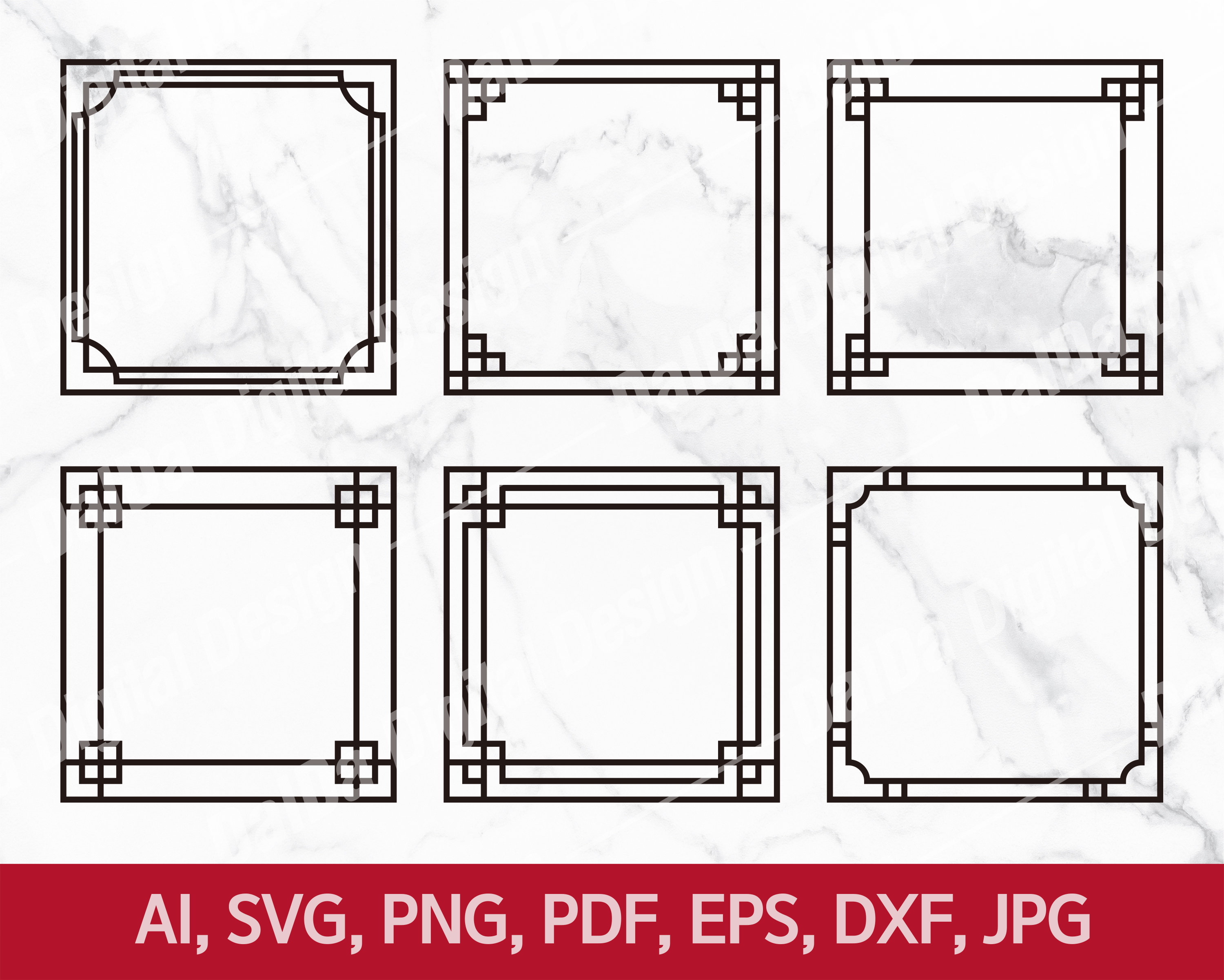 Korean Traditional Frame Svg,digital Download,square Frame,traditional