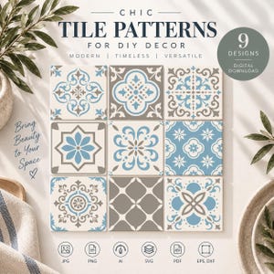 Patrón de azulejos mediterráneos vintage SVG 11 – 9 Diseños florales y ornamentales vintage