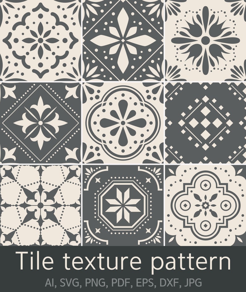 Vintage Tile Pattern Bundle | DIY Home Decor (svg, png, eps, dxf, pdf) image 1