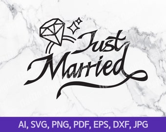 Just Married SVG, Wedding Cut File (Digital Download)