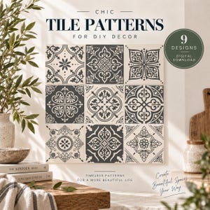 Mediterranean Tile Pattern SVG Bundle: Boho DIY Decor (Digital Download, 12"x12")