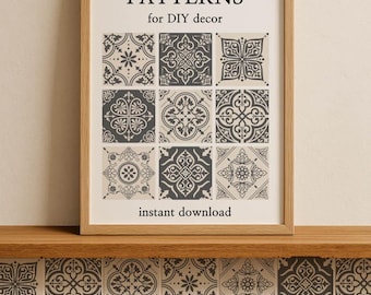 Mediterranean Tile Pattern SVG Bundle: Boho DIY Decor (Digital Download, 12"x12")