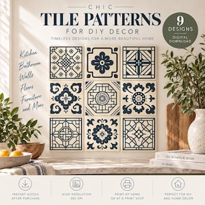 Motifs de carreaux traditionnels coréens SVG 12 – 9 motifs géométriques et floraux inspirés des motifs Hanok