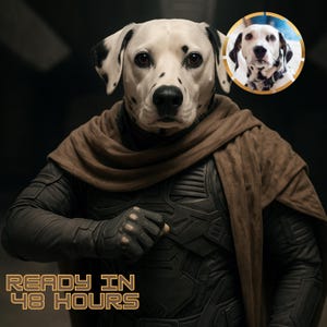 Custom Pet Portrait Royal Warrior Art – Funny Dog or Cat Digital Painting – Sci Fi Fantasy Pet Gift – Pet Memorial Wall Art for Pet Lovers