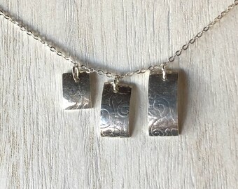 Fine Silver Pendant Necklace, Unique Swirl Pendants, Precious Metal Clay, PMC, Sterling Silver Chain, Handmade