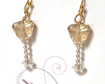 Crystal Wine Glass Earrings, Swarovski Crystal Earrings,  Dangle Earrings, White Wine Earrings