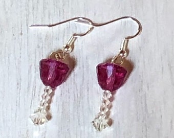 Crystal Wine Glass Earrings, Swarovski® Crystal Earrings,  Dangle Earrings, Rosé Wine Earrings