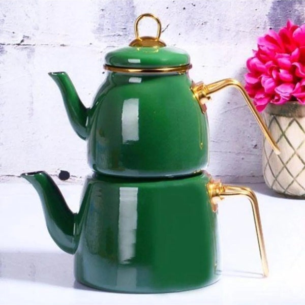 Green Enamel Teapot Etsy