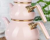 Pink Teapot Set Turkish Tea Pot Set, Turkish Samovar Tea Maker, Tea Kettle for Loose Leaf Tea, Traditional Teapot with Tea Gift