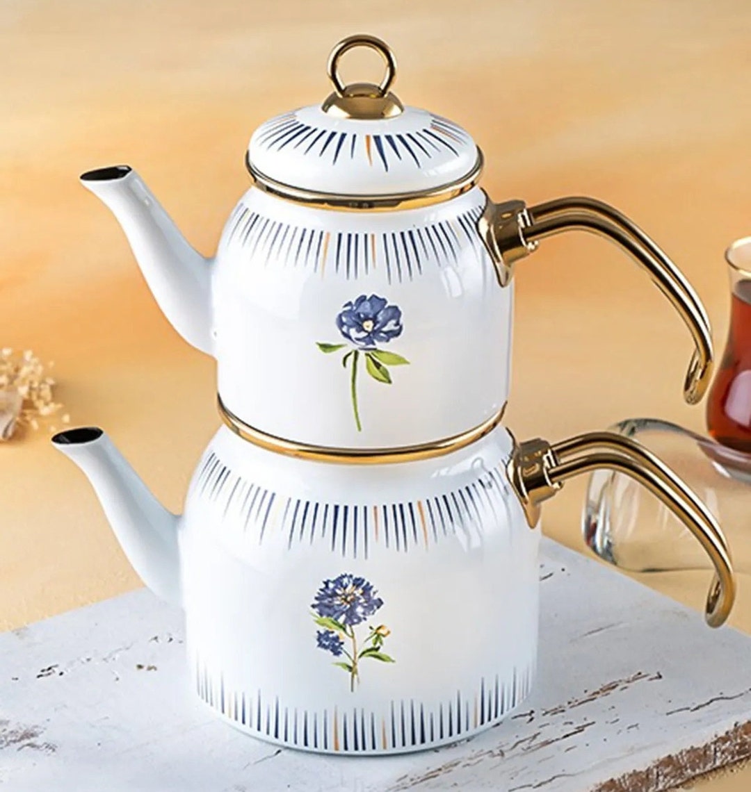 Enamel Teapot Set / Turkish Tea Pot Set Turkish Samovar Tea Etsy