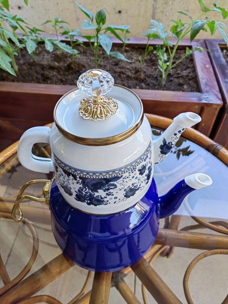 Enamel Teapot Set / Turkish Tea Pot Set Turkish Samovar Tea Etsy