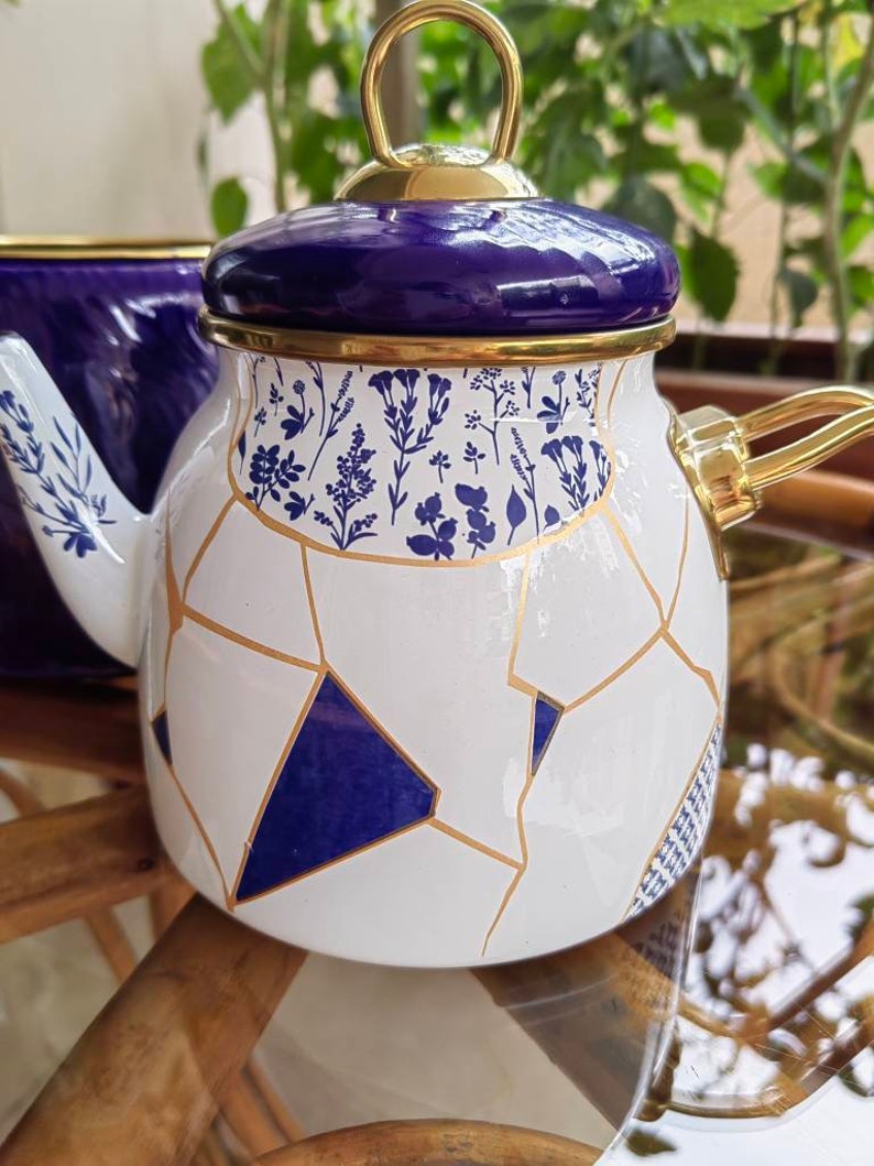 Enamel Teapot Set / Turkish Tea Pot Set Turkish Samovar Tea Etsy