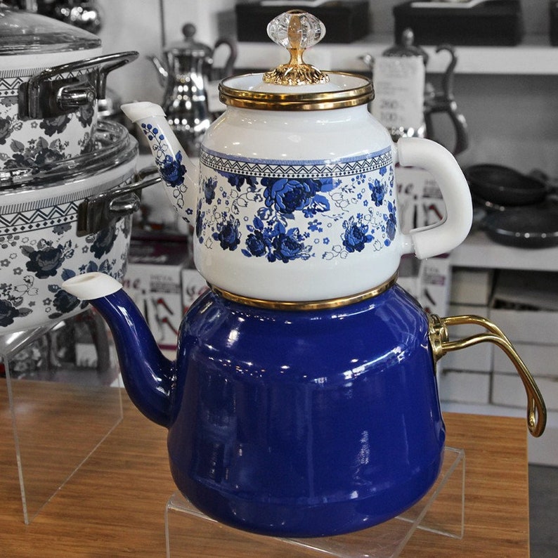Enamel Teapot Set / Turkish Tea Pot Set Turkish Samovar Tea Etsy