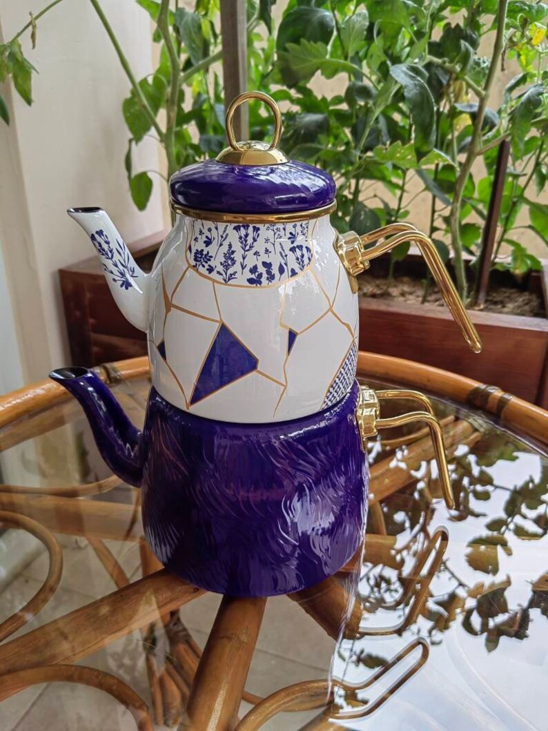 Enamel Teapot Set / Turkish Tea Pot Set Turkish Samovar Tea Etsy