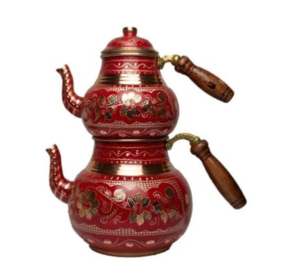 Handmade Copper Turkish Tea Pots, Thickest Copper Double, 43 OFF