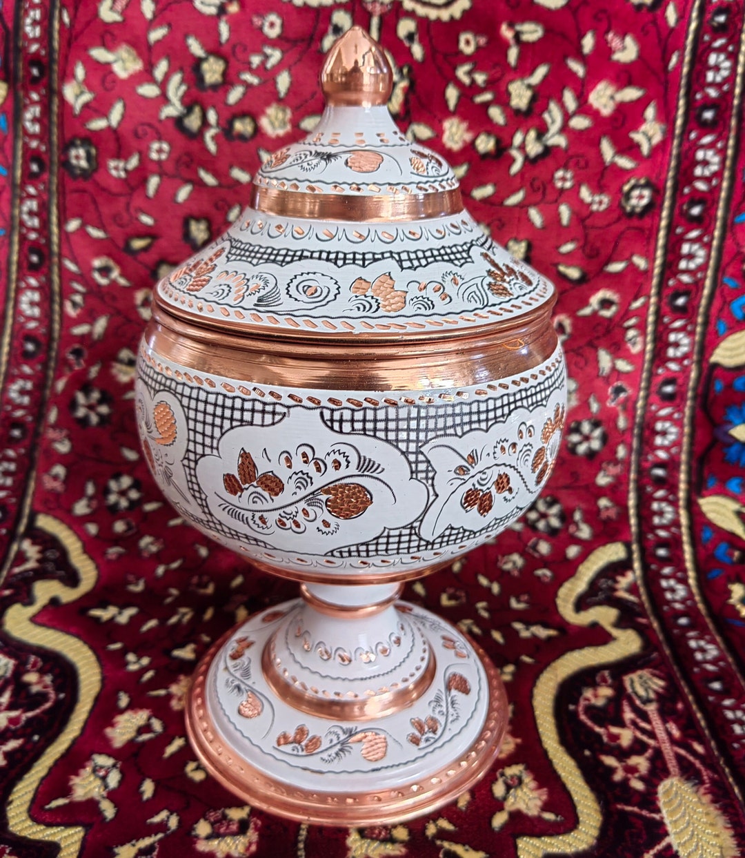 Decorative Candy Bowl With Lid Engraved Copper Sugar Bowl Etsy
