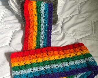 Rainbow Cat Meme Scarf | Funny Gag Gift | Internet Meme Scarf | Crochet Cat Scarf | Pixel Cat Scarf | Kawaii Rainbow Scarf | Unique Gift