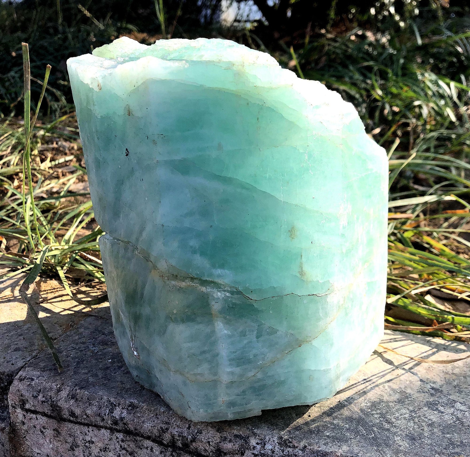 14.7LB 天然大型原石アクアマリン柱状鉱物標本、見事な希少な原石巨大