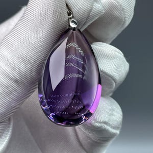 1.45&quot;Natural Deep Amethyst Pendant Drop Shape,Stunning Tibetan Himalayan Dark Purple Crystal Pyriform,Jewelry Making,Reiki heal,Gift for her