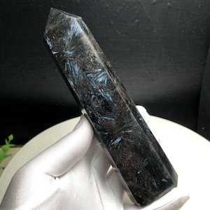6.93&quot;Natural Astrophyllite Quartz Crystal Big Point,Stunning Hand made Larger Obelisk/Tower/Point Decor,Reiki Healing Meditate Crystal Gift