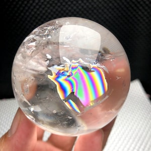 2.66&quot;Natural Water Clear Quartz Crystal Ball,Tibetan Himalayan Stunning Rainbow Crystal Sphere,Top Quality Quartz,Meditate,Crystal Decor