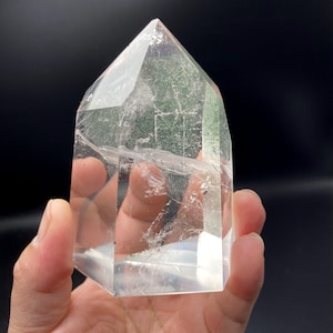 4&quot;Natural Green Phantom Clear Quartz Crystal Point,Rare Himalayan Tibetan Quartz Tower,Green Phantom,Free Stand Obelisk,Polished Tower Gift