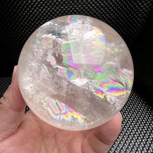 3.1&quot;Natural White Clear Quartz Crystal Ball,Tibetan Himalayan Stunning Rainbow Crystal Sphere,High Quality Quartz,Meditate,Crystal Decor