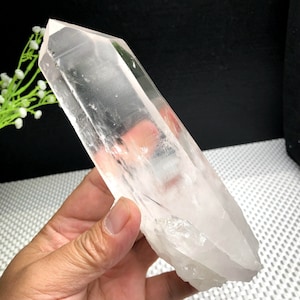 Natural Clear Lemurian Seed Quartz Crystal/Amazing RAW/Rough Unpolished Quartz Point/Companion crystals/Record KEEPERS/Linear Ridges/Brazil