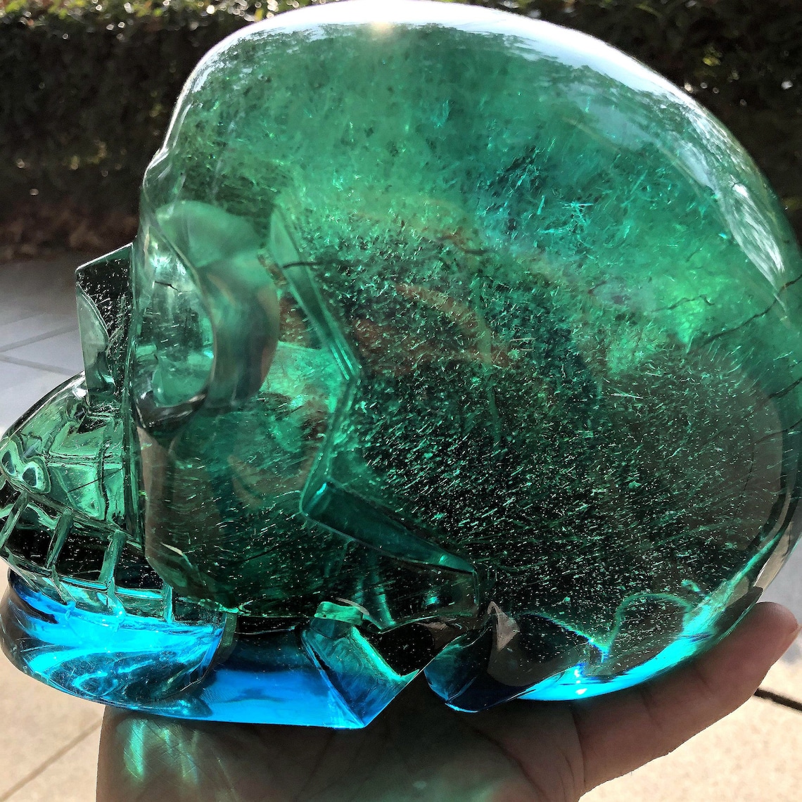 8.19Stunning Blue Green Obsidian Crystal SkullGreat Etsy