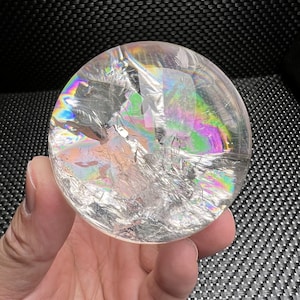 2.68&quot;Natural White Clear Quartz Crystal Ball,Tibetan Himalayan Stunning Big Rainbow Crystal Sphere,Top Quality Quartz,Meditate,Crystal Decor