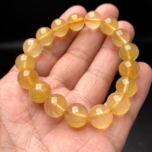 11.5mmNatural Yellow Rabbit Hair Quartz Crystal Bracelet,Stunning Citrine Rutile Quartz Round bead,Jewelry Making Design,Hand Made Gift